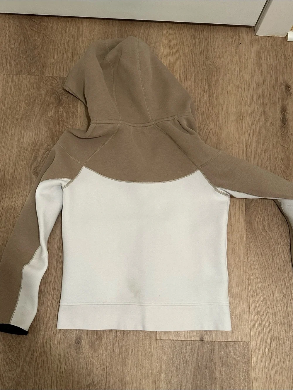 Nike Kids Two-Tone Hooded Zip Jacket - Beige & White